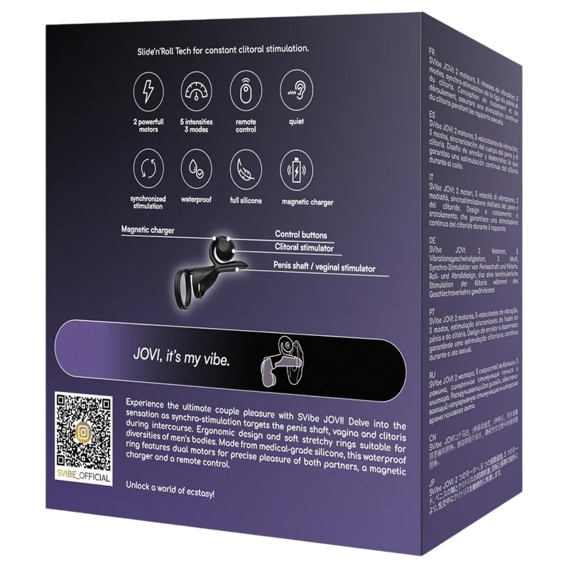 Snail Vibe Jovi - péniszgyűrű és párvibrátor (fekete) 123457 termék bemutató kép