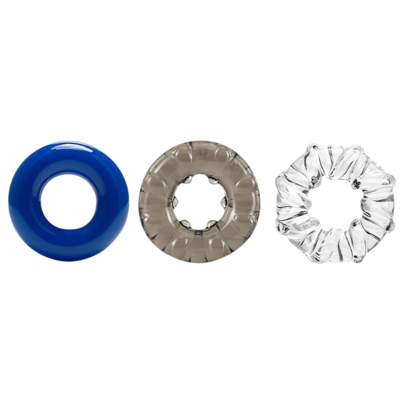 Stay Hard - változatos péniszgyűrű szett - 3db (színes) 103605 termék bemutató kép