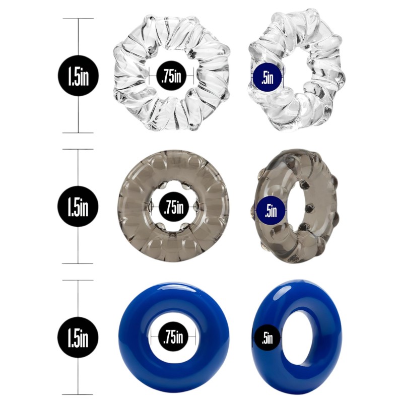 Stay Hard - változatos péniszgyűrű szett - 3db (színes) 103606 termék bemutató kép