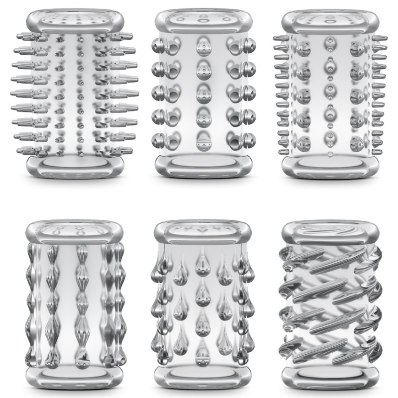 Stay Hard - péniszmandzsetta szett - átlátszó (6db) 107629 termék bemutató kép