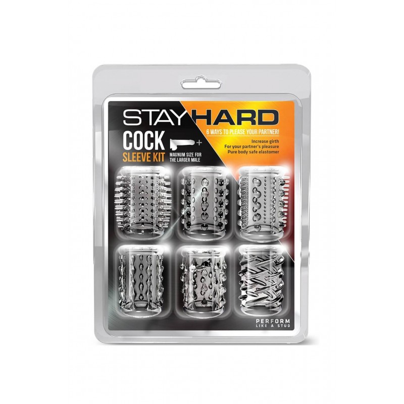 Stay Hard - péniszmandzsetta szett - átlátszó (6db) 72024 termék bemutató kép