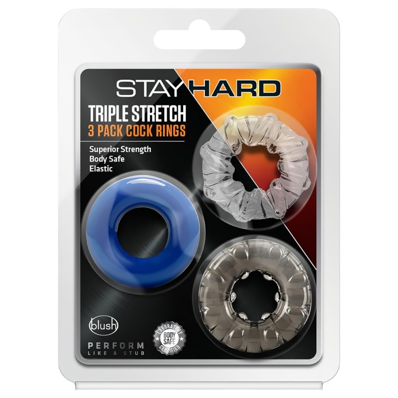 Stay Hard - változatos péniszgyűrű szett - 3db (színes) 104975 termék bemutató kép