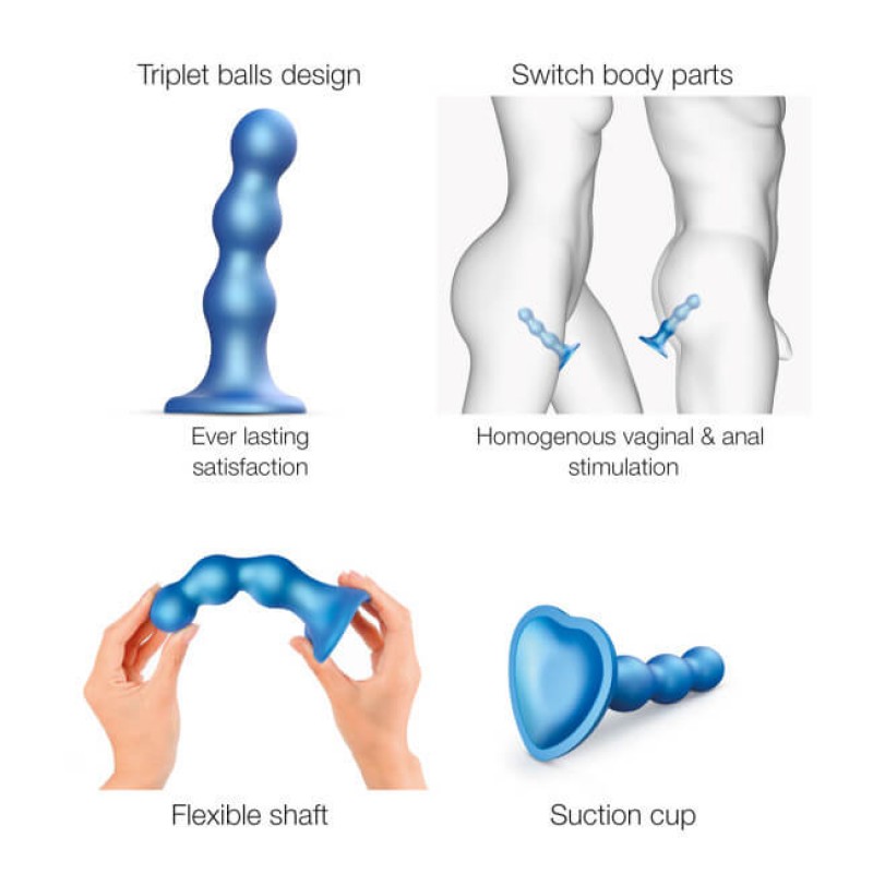 Strap-on-me Balls S - gömbös, tapadókorongos dildó (kék) 55646 termék bemutató kép