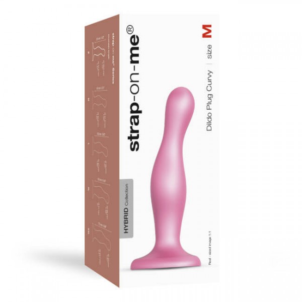 Strap-on-me Curvy M - hullámos, tapadókorongos dildó (pink)