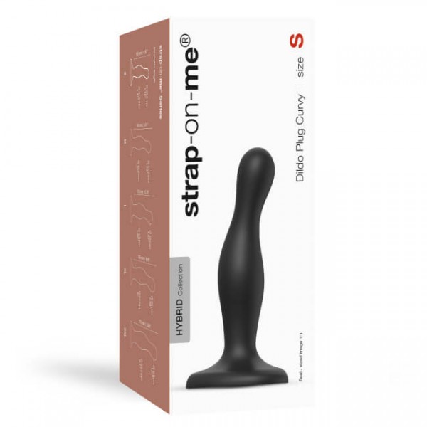 Strap-on-me Curvy S - hullámos, tapadókorongos dildó (fekete)