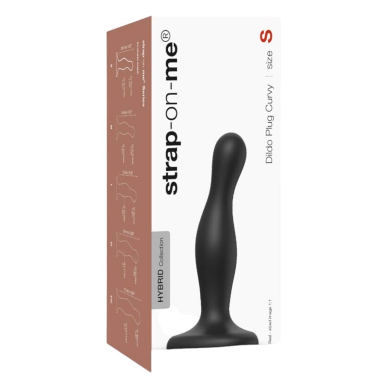 Strap-on-me Curvy S - hullámos, tapadókorongos dildó (fekete) 91684 termék bemutató kép