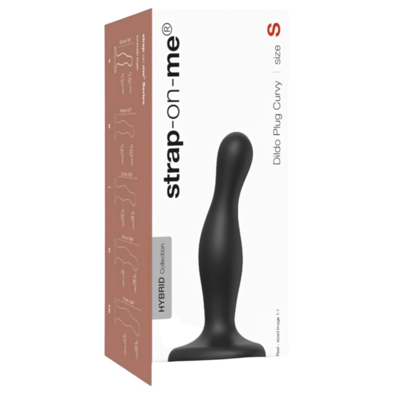 Strap-on-me Curvy S - hullámos, tapadókorongos dildó (fekete) 113850 termék bemutató kép