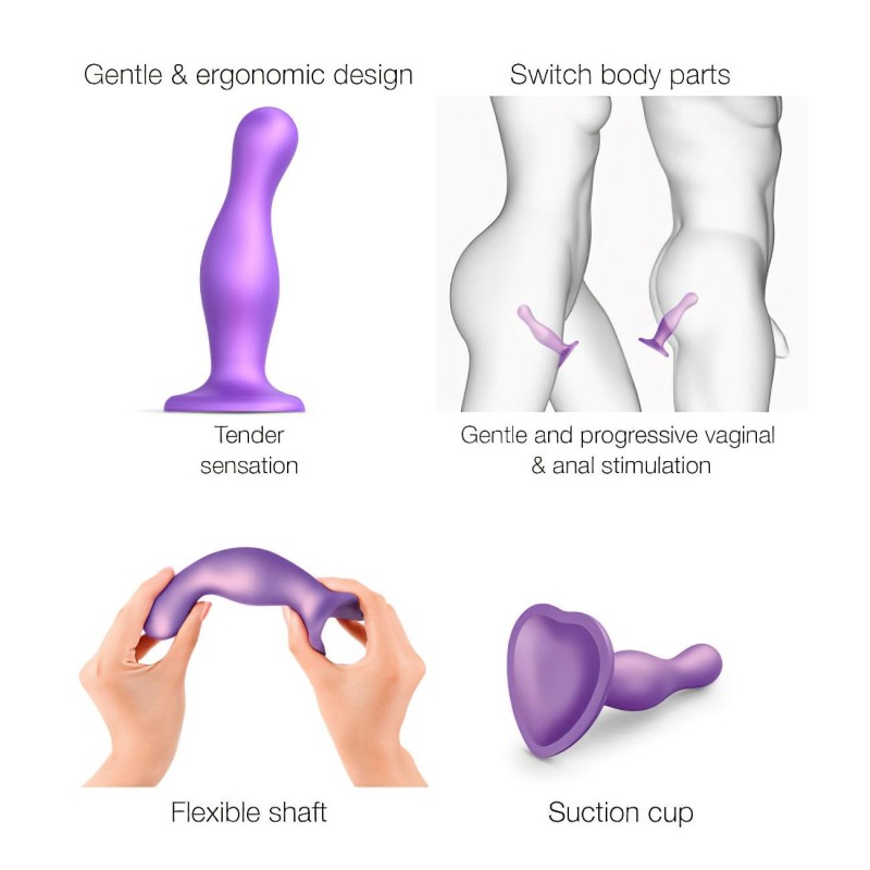 Strap-on-me Curvy S - hullámos, tapadókorongos dildó (lila) 113733 termék bemutató kép