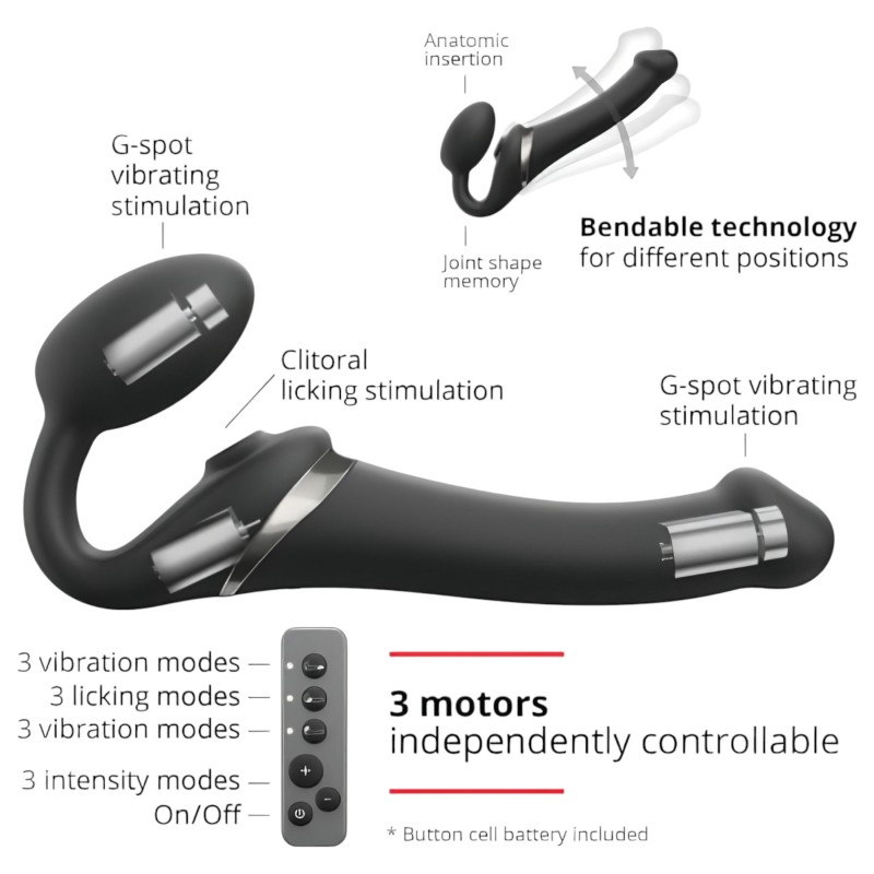 Strap-on-me M - léghullámos felcsatolható vibrátor (fekete) 112299 termék bemutató kép
