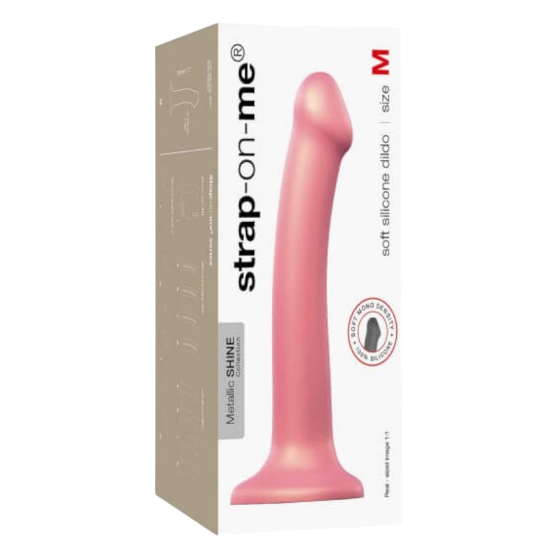 Strap-on-me Metallic Shine M - bőrbarát dildó (metál pink) 92080 termék bemutató kép