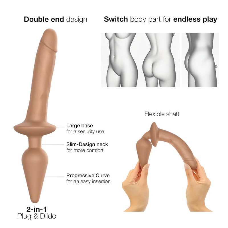 Strap-on-me Switch Realistic S - 2in1 szilikon dildó (testszínű) 129598 termék bemutató kép