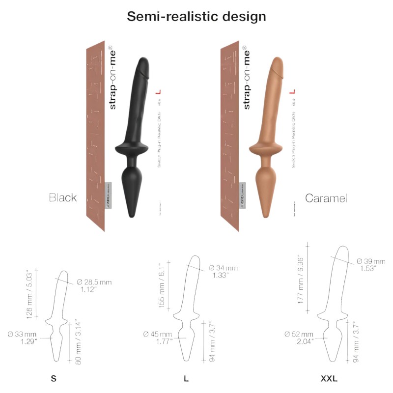 Strap-on-me Switch Realistic S - 2in1 szilikon dildó (testszínű) 129599 termék bemutató kép