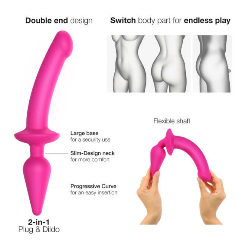 Strap-on-me Swith Semi-Realistic L - 2in1 szilikon dildó (pink) 65629 termék bemutató kép