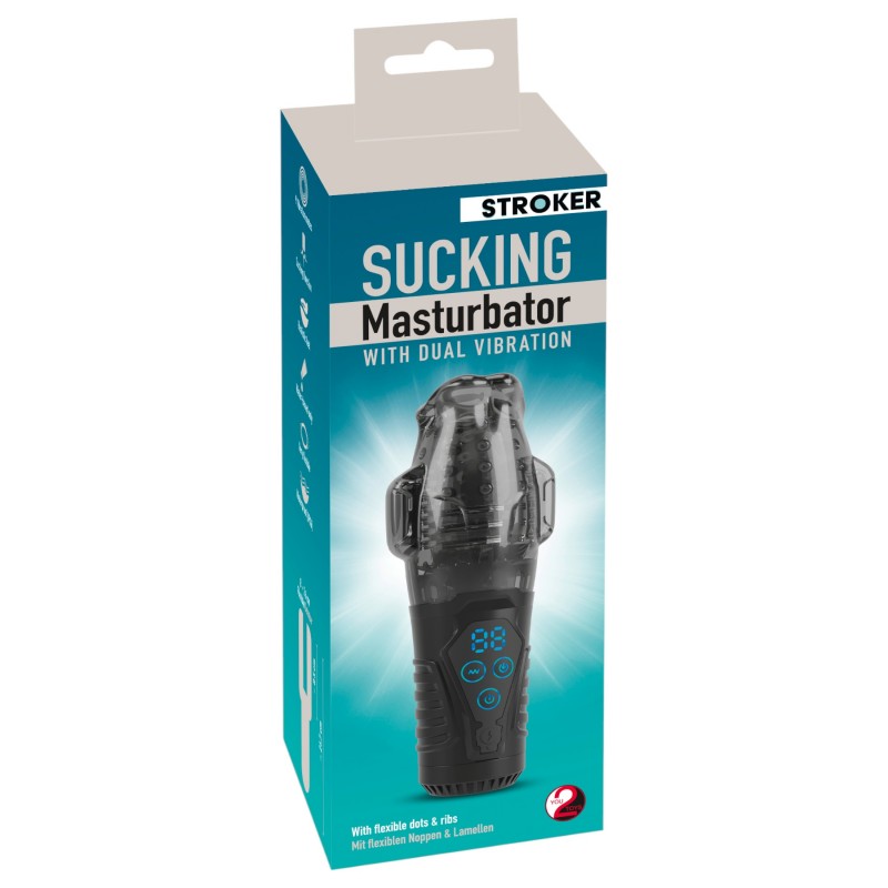 Stroker - szívó, rezgő maszturbátor férfiaknak (fekete) 152674 termék bemutató kép