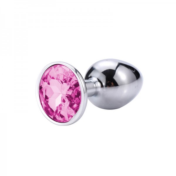 Sunfo - fém anál plug pink kővel (ezüst)