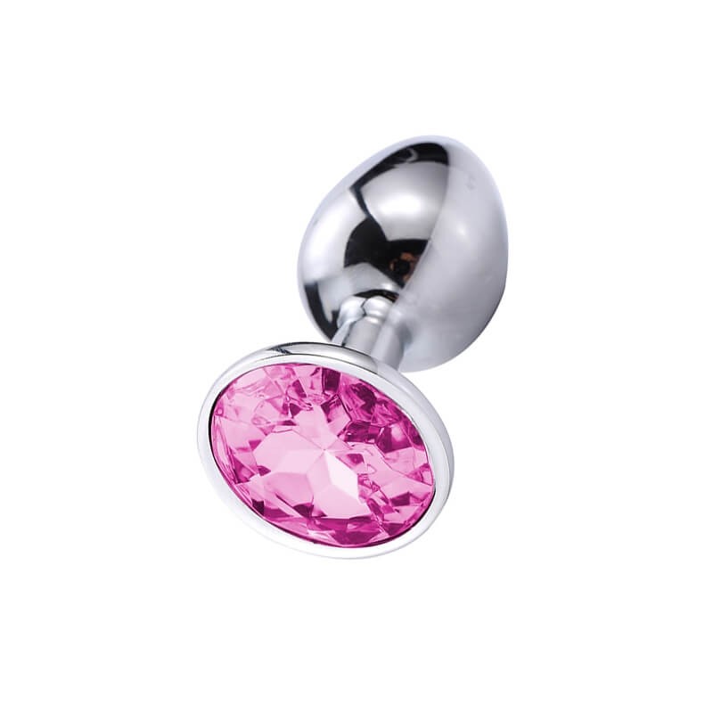 Sunfo - fém anál plug pink kővel (ezüst) 77610 termék bemutató kép