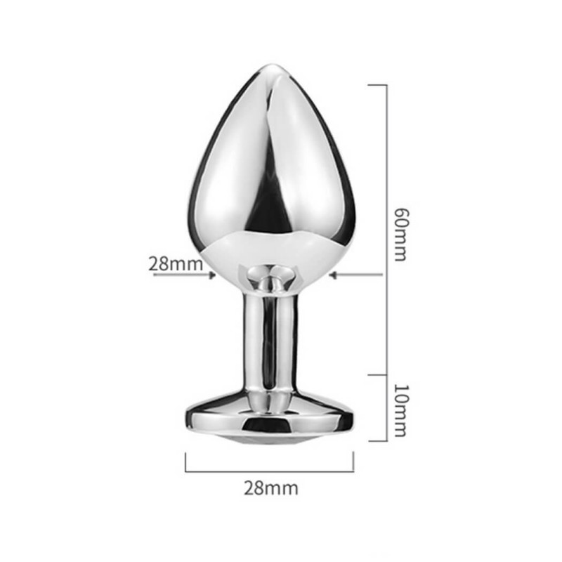 Sunfo - fém anál plug szív alakú kővel (ezüst-fehér) 74385 termék bemutató kép
