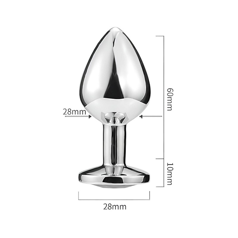 Sunfo - fém anál plug lila kővel (ezüst) 115848 termék bemutató kép