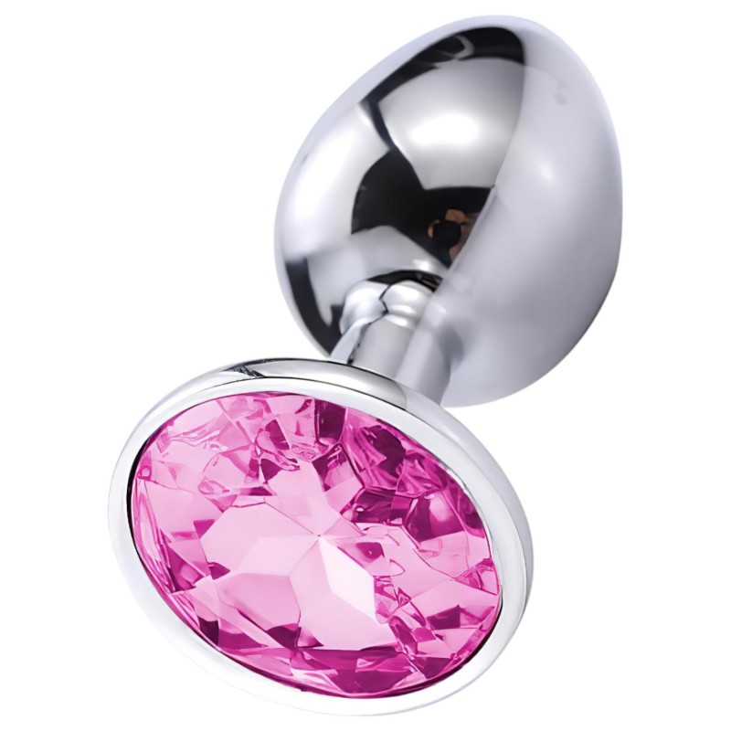 Sunfo - fém anál plug pink kővel (ezüst) 115842 termék bemutató kép