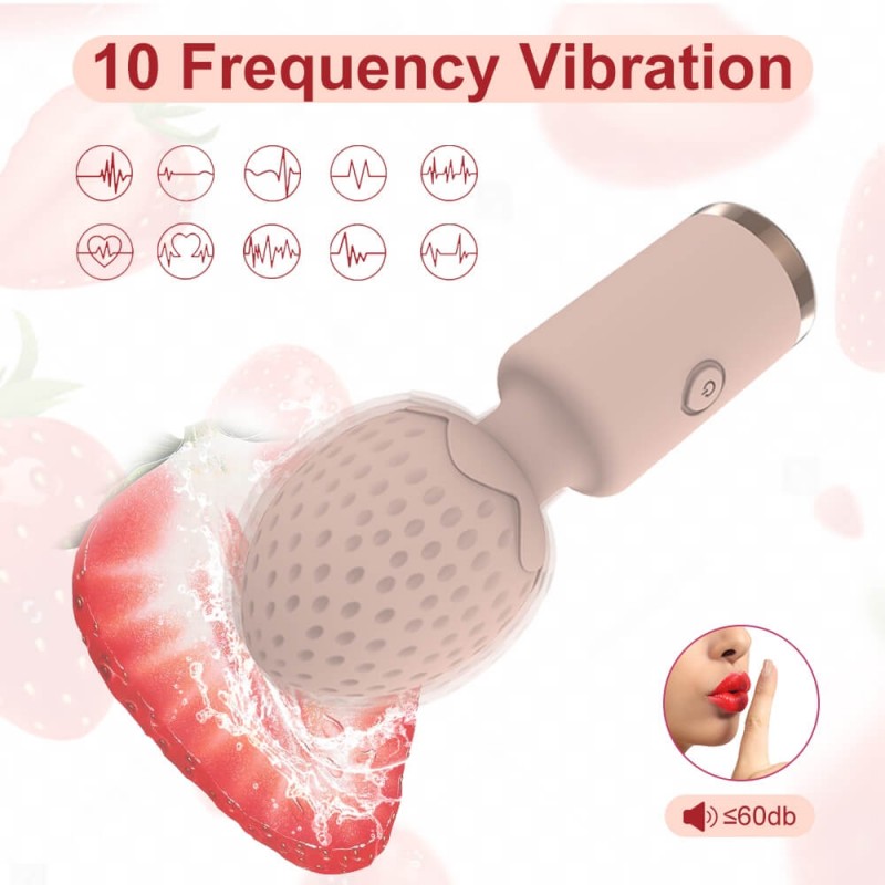 Sunfo Strawberry - vízálló mini wand masszírozó vibrátor (pink) 77592 termék bemutató kép