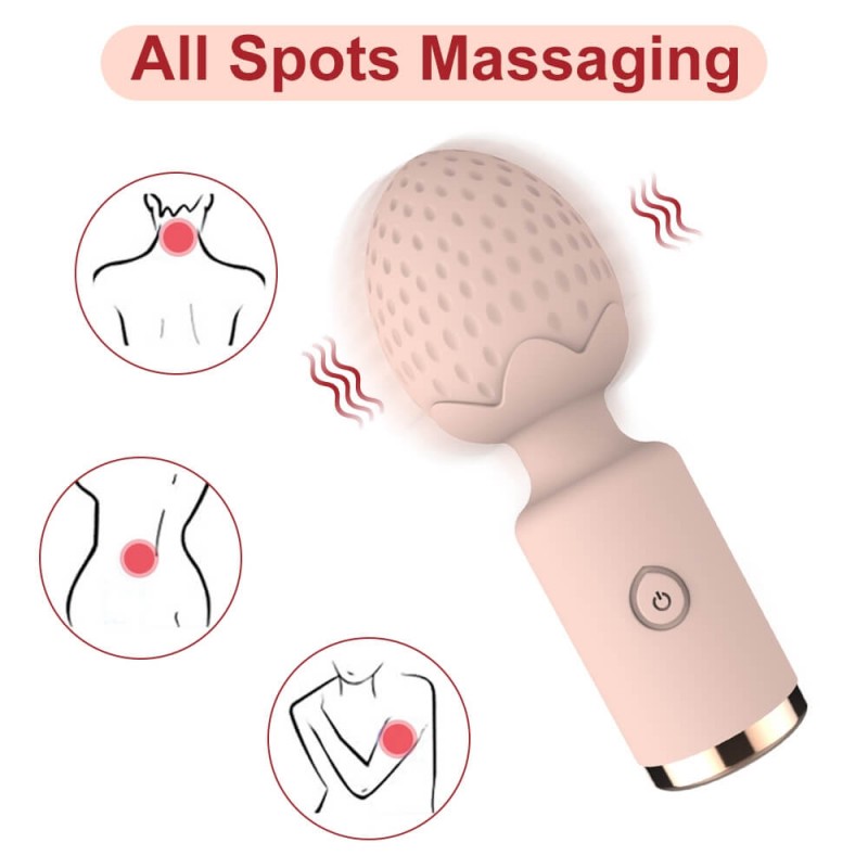 Sunfo Strawberry - vízálló mini wand masszírozó vibrátor (pink) 77593 termék bemutató kép