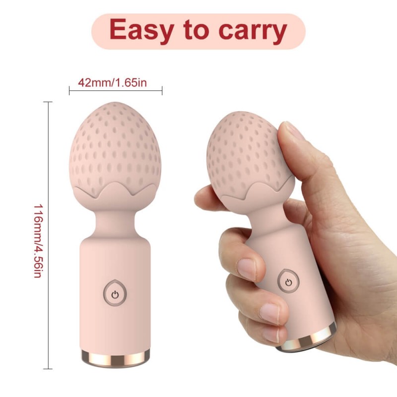 Sunfo Strawberry - vízálló mini wand masszírozó vibrátor (pink) 77595 termék bemutató kép
