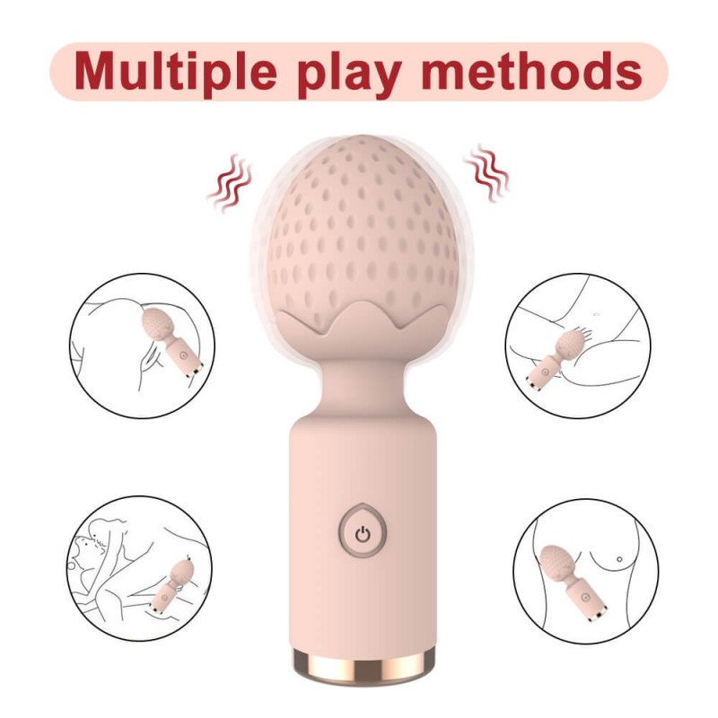 Sunfo Strawberry - vízálló mini wand masszírozó vibrátor (pink) 77596 termék bemutató kép