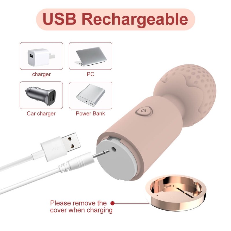 Sunfo Strawberry - vízálló mini wand masszírozó vibrátor (pink) 88859 termék bemutató kép
