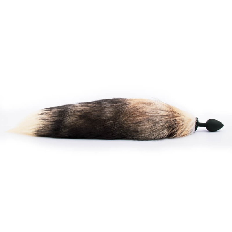 Sunfo - szilikon anál dildó rókafarokkal (fekete-vörös) 74428 termék bemutató kép