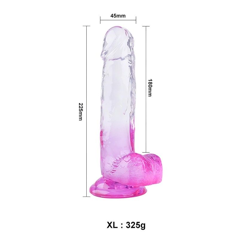 Sunfo - tapadókorongos, herés dildó - 22cm (átlátszó-lila) 107727 termék bemutató kép
