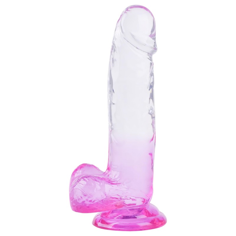 Sunfo - tapadókorongos, herés dildó - 22 cm (átlátszó-lila) 132451 termék bemutató kép