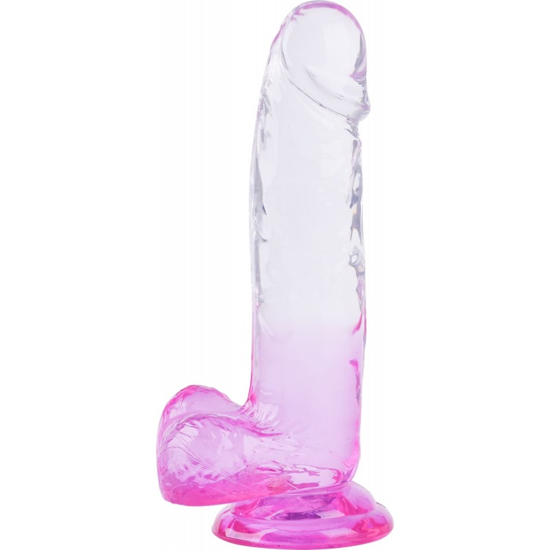 Sunfo - tapadókorongos, herés dildó - 22cm (átlátszó-lila) 78882 termék bemutató kép