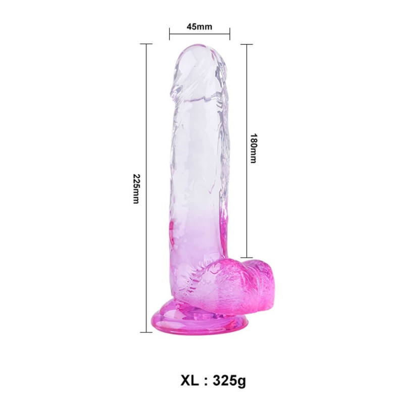 Sunfo - tapadókorongos, herés dildó - 22cm (átlátszó-lila) 78885 termék bemutató kép