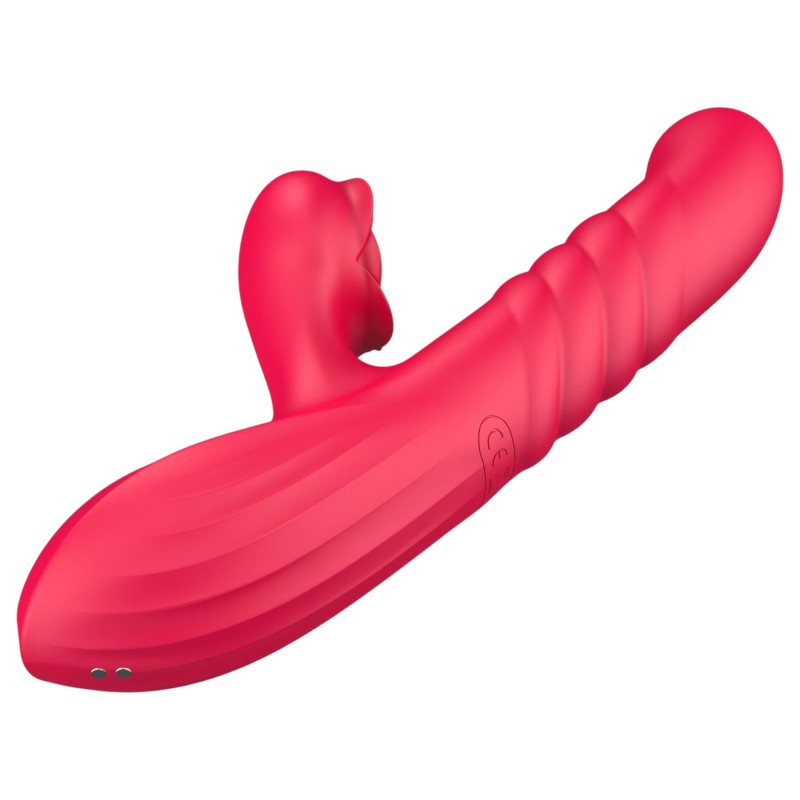 Sweet Play - 2in1 lökő és csiklóizgató vibrátor (piros) 152703 termék bemutató kép