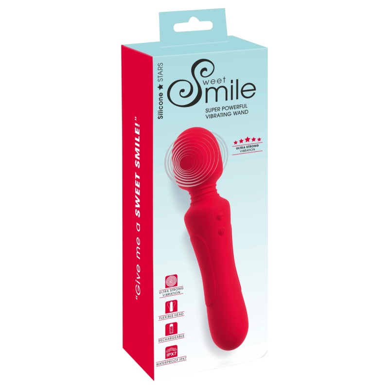 Sweet Smile - akkus, vízálló wand vibrátor (piros) 152423 termék bemutató kép