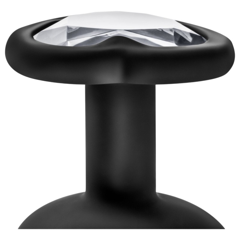 Temptasia M - ezüst köves, szíves anál plug (fekete) - közepes 127570 termék bemutató kép