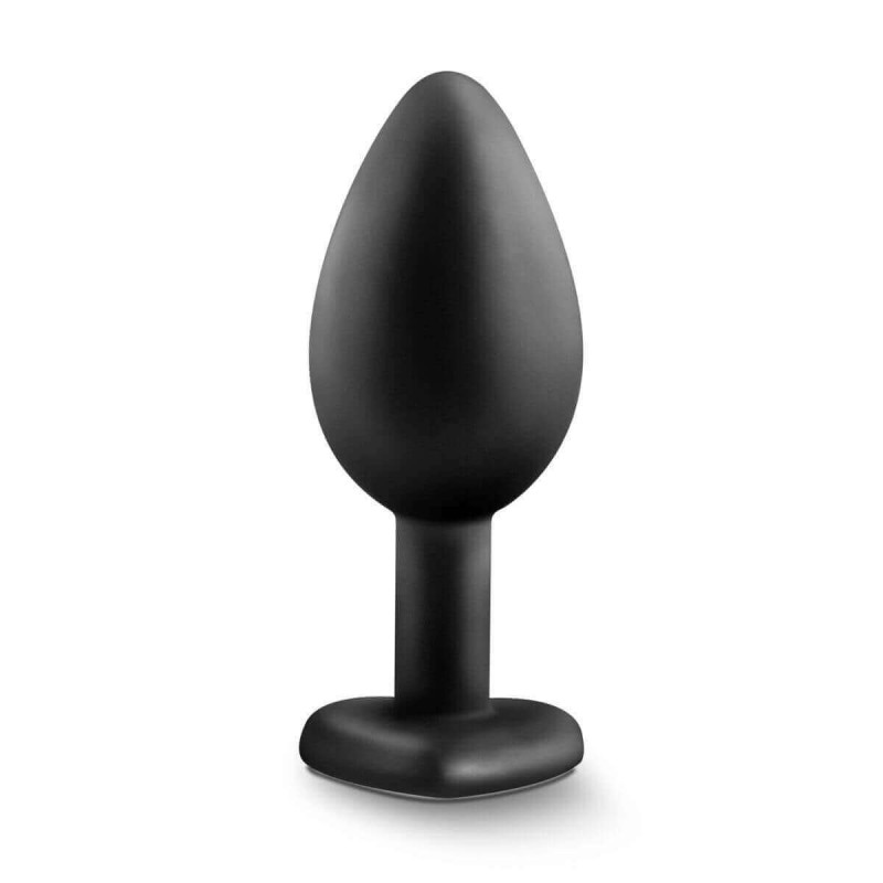 Temptasia S - ezüst köves, szíves anál plug (fekete) - kicsi 77944 termék bemutató kép