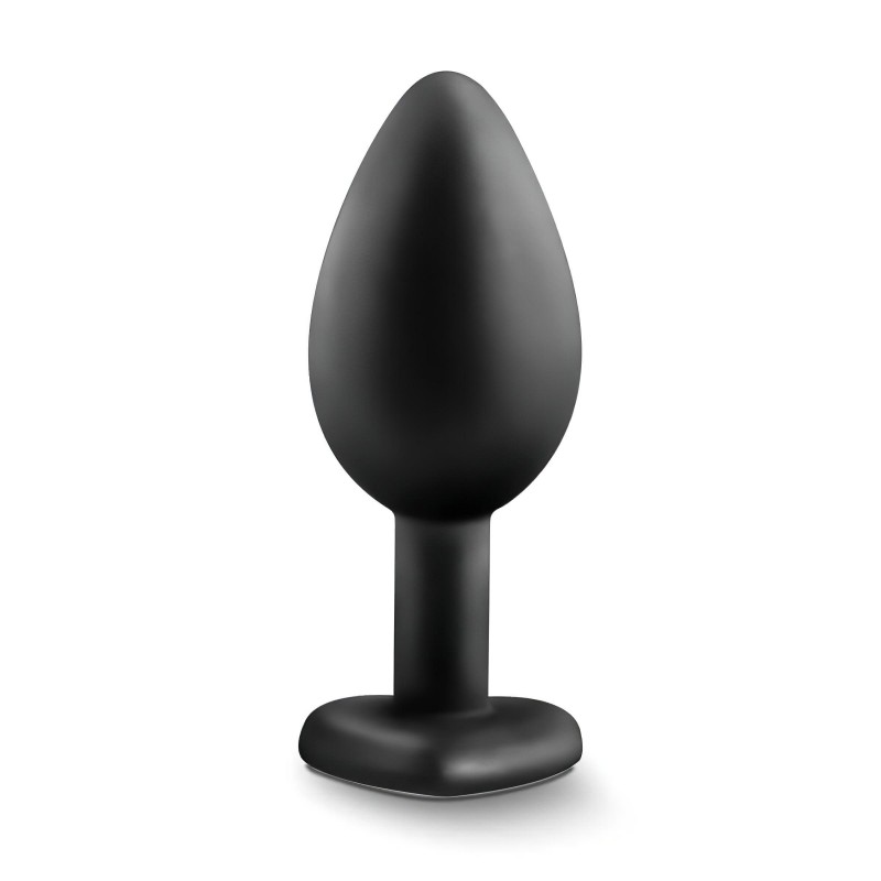 Temptasia S - ezüst köves, szíves anál plug (fekete) - kicsi 99408 termék bemutató kép