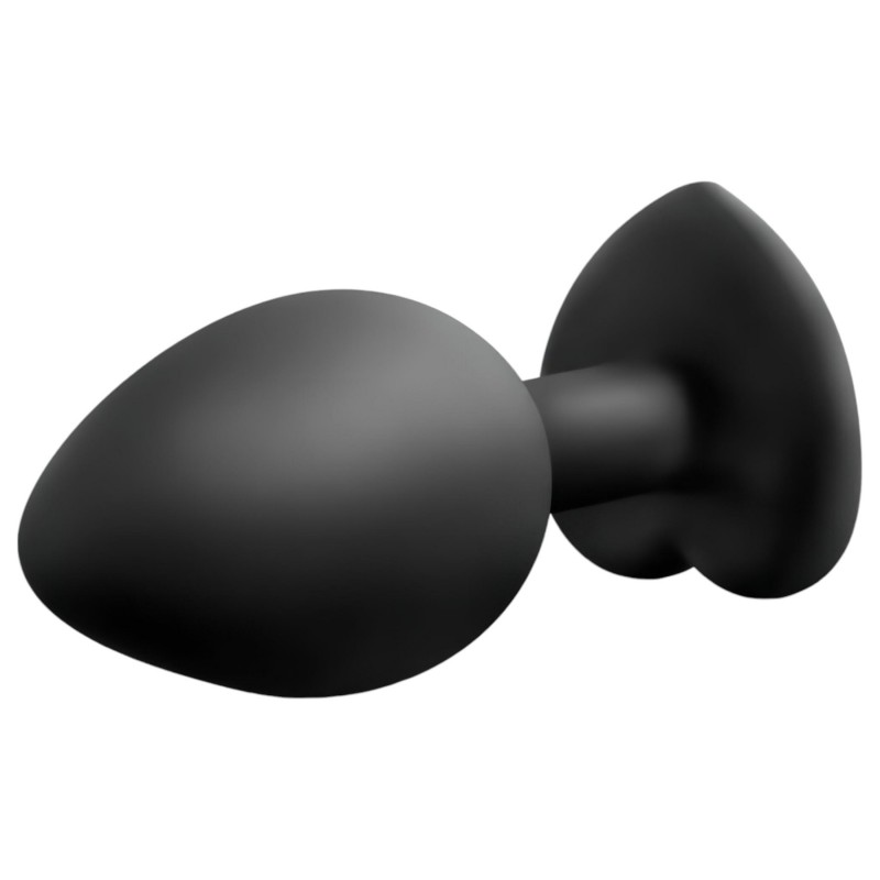 Temptasia S - ezüst köves, szíves anál plug (fekete) - kicsi 99409 termék bemutató kép