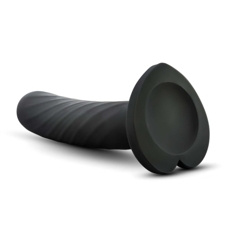 Temptasia Twist Small - tapadókorongos, csavart dildó (fekete) 106264 termék bemutató kép