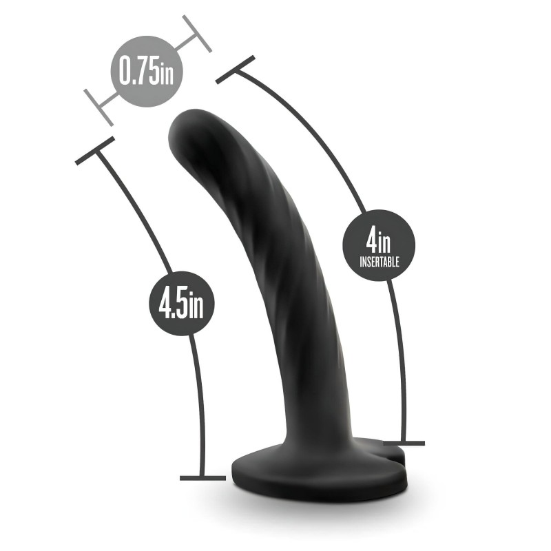 Temptasia Twist Small - tapadókorongos, csavart dildó (fekete) 106267 termék bemutató kép