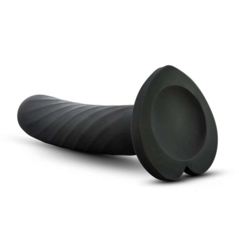 Temptasia Twist Small - tapadókorongos, csavart dildó (fekete) 77952 termék bemutató kép