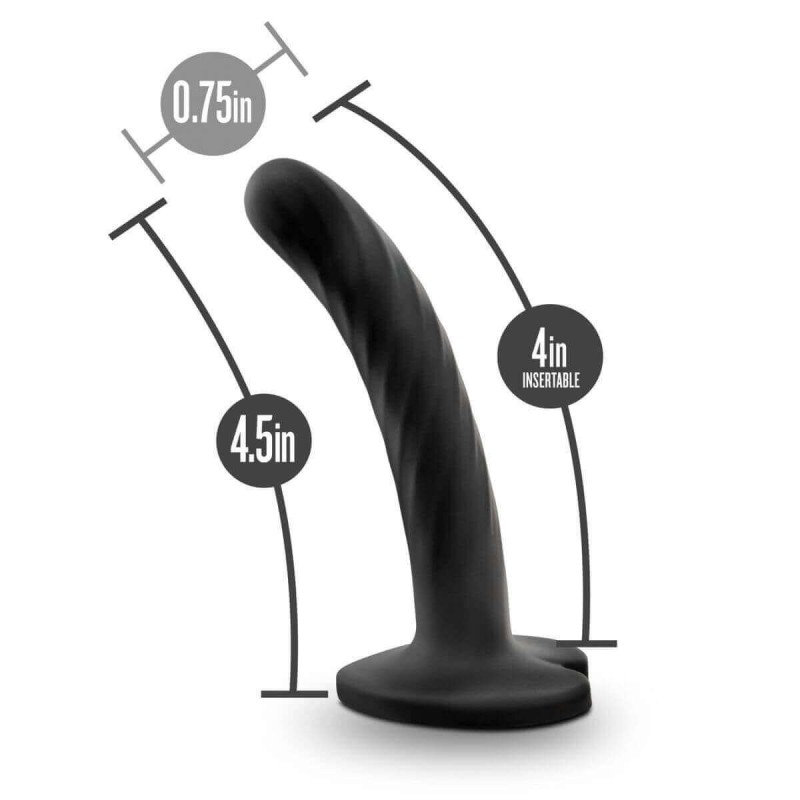 Temptasia Twist Small - tapadókorongos, csavart dildó (fekete) 77955 termék bemutató kép