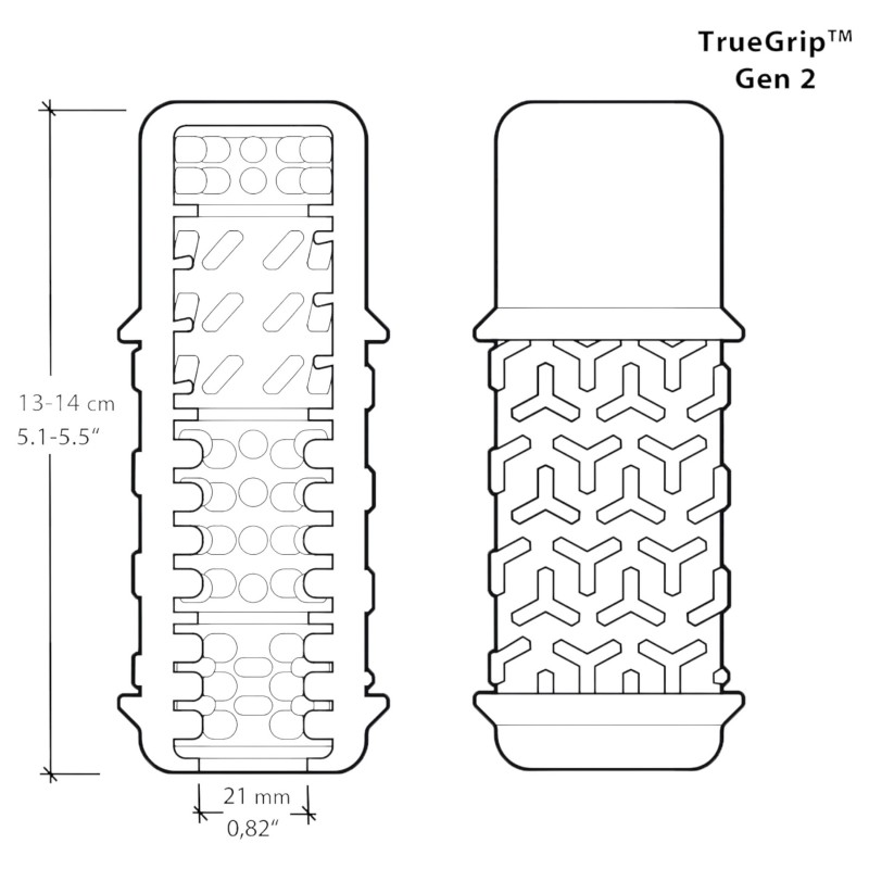The Handy TrueGrip Gen 2 Sleeve - maszturbátor férfiaknak (átlátszó) 163098 termék bemutató kép