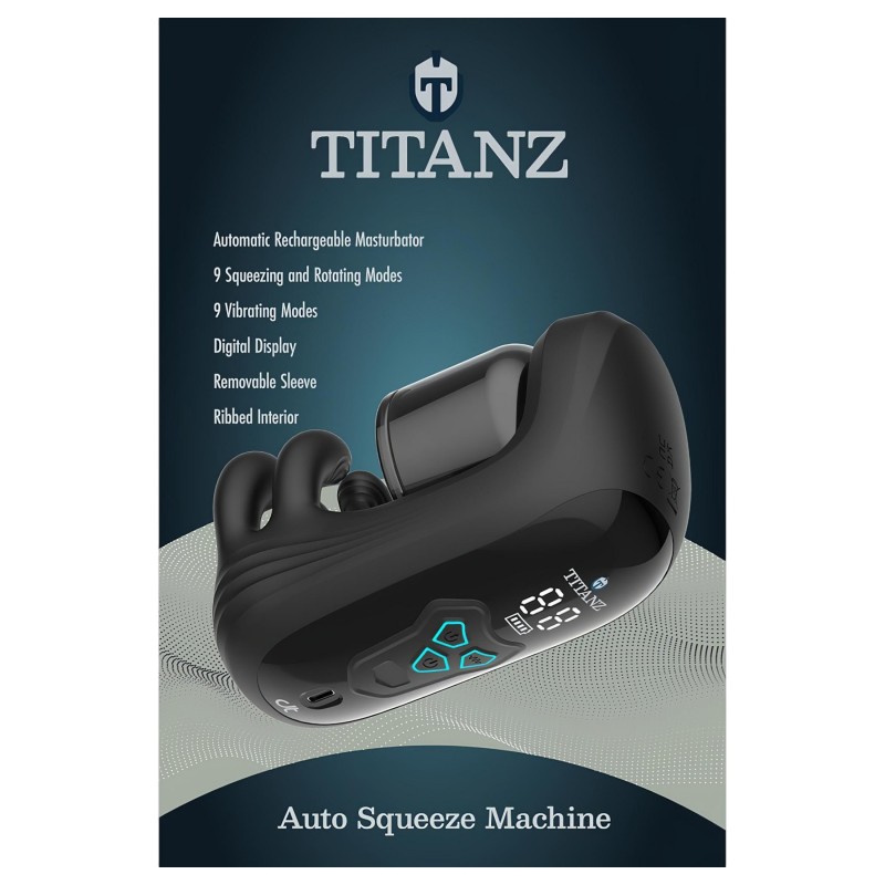Titanz Auto Squeeze - automata szorító maszturbátor férfiaknak (fekete) 154098 termék bemutató kép