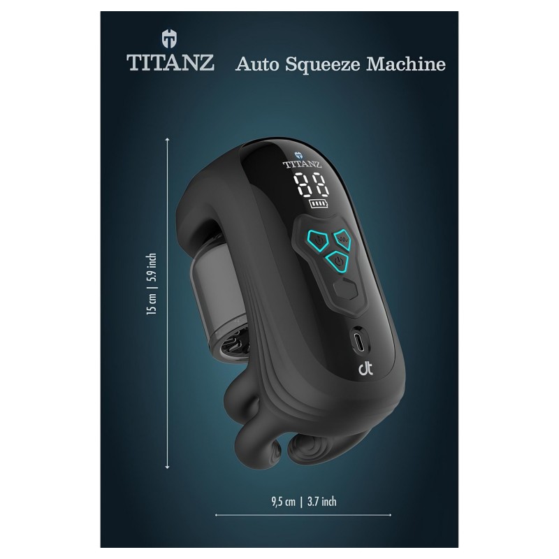 Titanz Auto Squeeze - automata szorító maszturbátor férfiaknak (fekete) 168388 termék bemutató kép