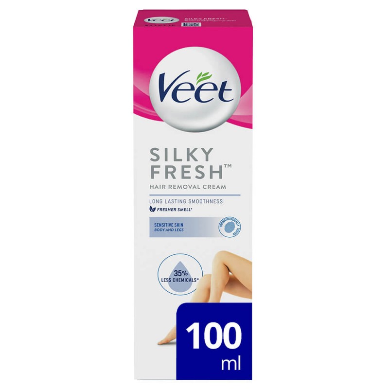 Veet Silk & Fresh - szőrtelenítő krém érzékeny bőrre - aloe vera (100ml) 46598 termék bemutató kép