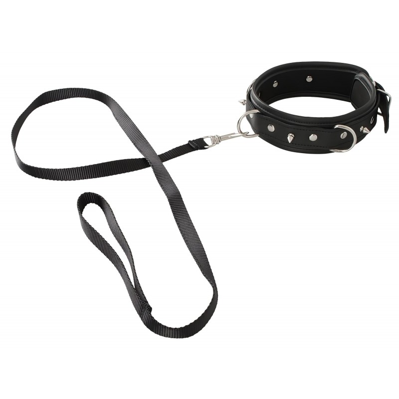 Vegan Fetish - szegecses nyakörv és póráz, bondage szett (fekete) 158594 termék bemutató kép