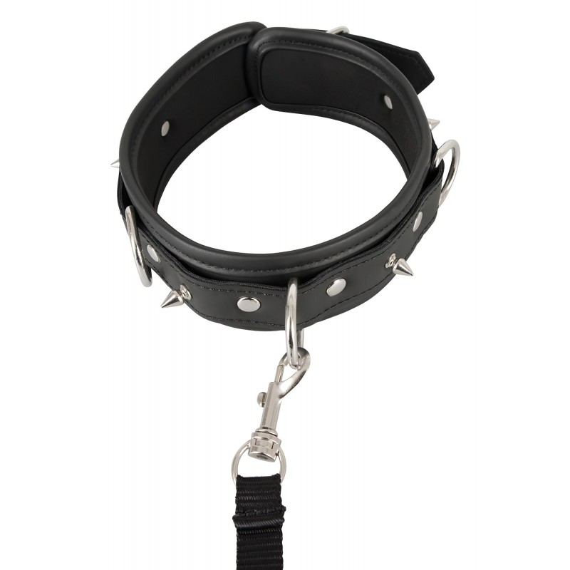 Vegan Fetish - szegecses nyakörv és póráz, bondage szett (fekete) 158598 termék bemutató kép