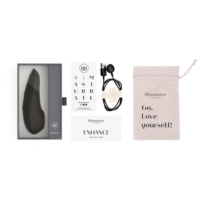 Womanizer Enhance 2in1 léghullámos csiklószívó + vibrátor (fekete) 140682 termék bemutató kép